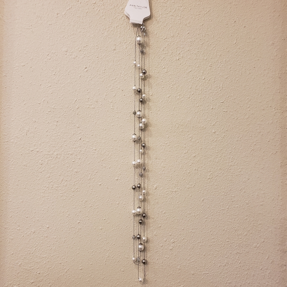 Ann Taylor Multi-Strand Silver and White Necklace